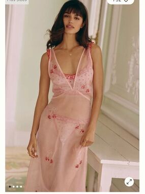 Anthropologie LyreBird Sheer Plunge-Neck Chemise